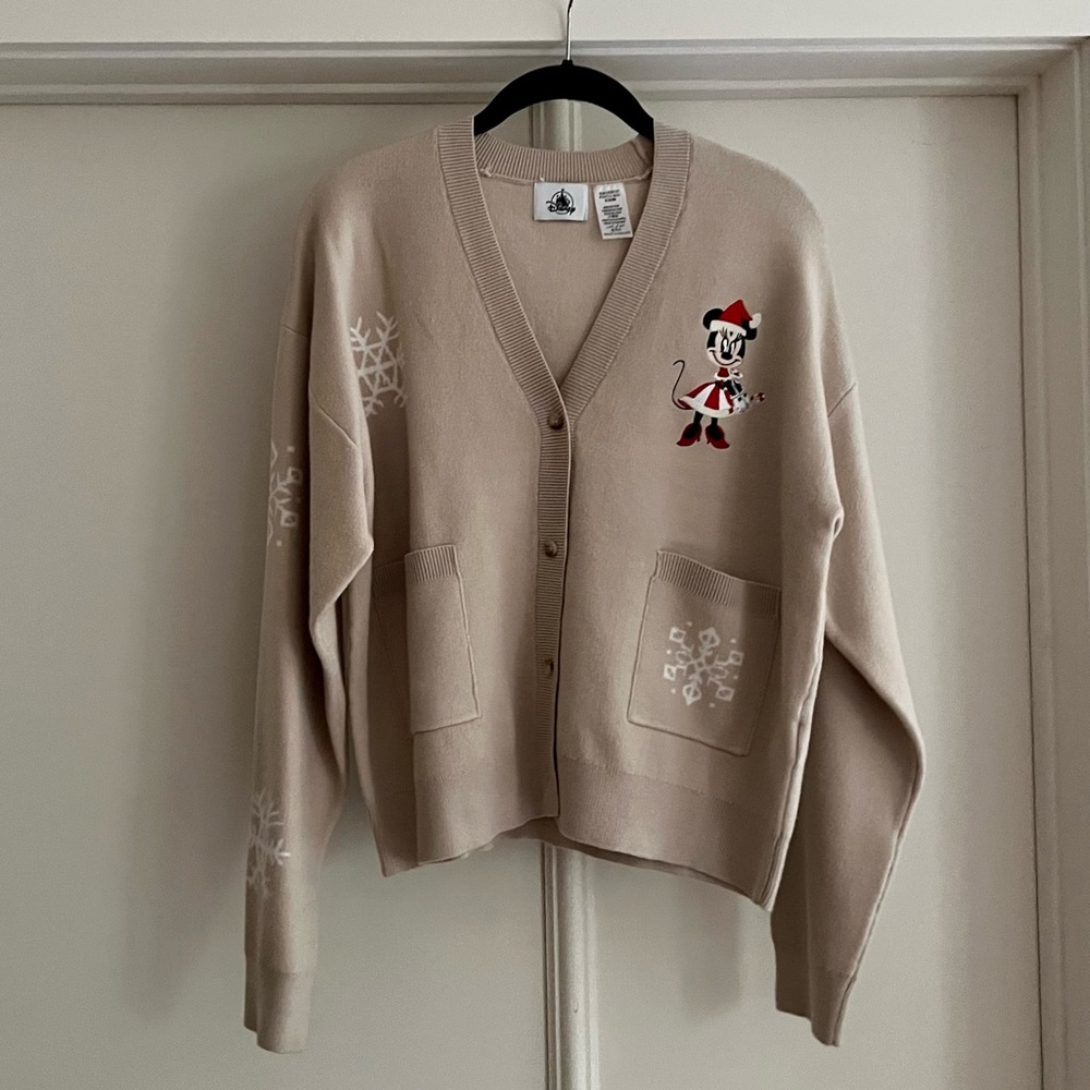Disney Beige Cardigan with Holiday Motif